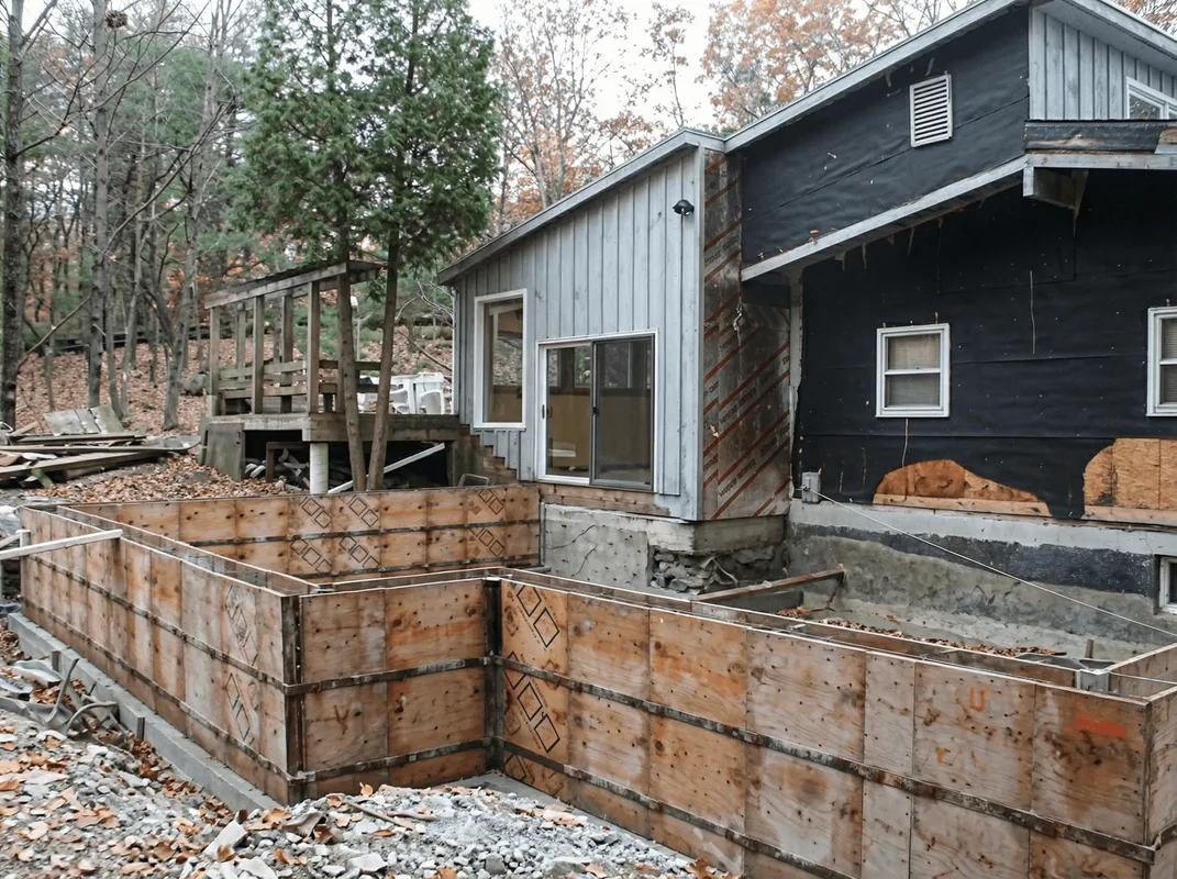 Prepared site with foundation forms for home remodeling and addition project in Sarasota, FL